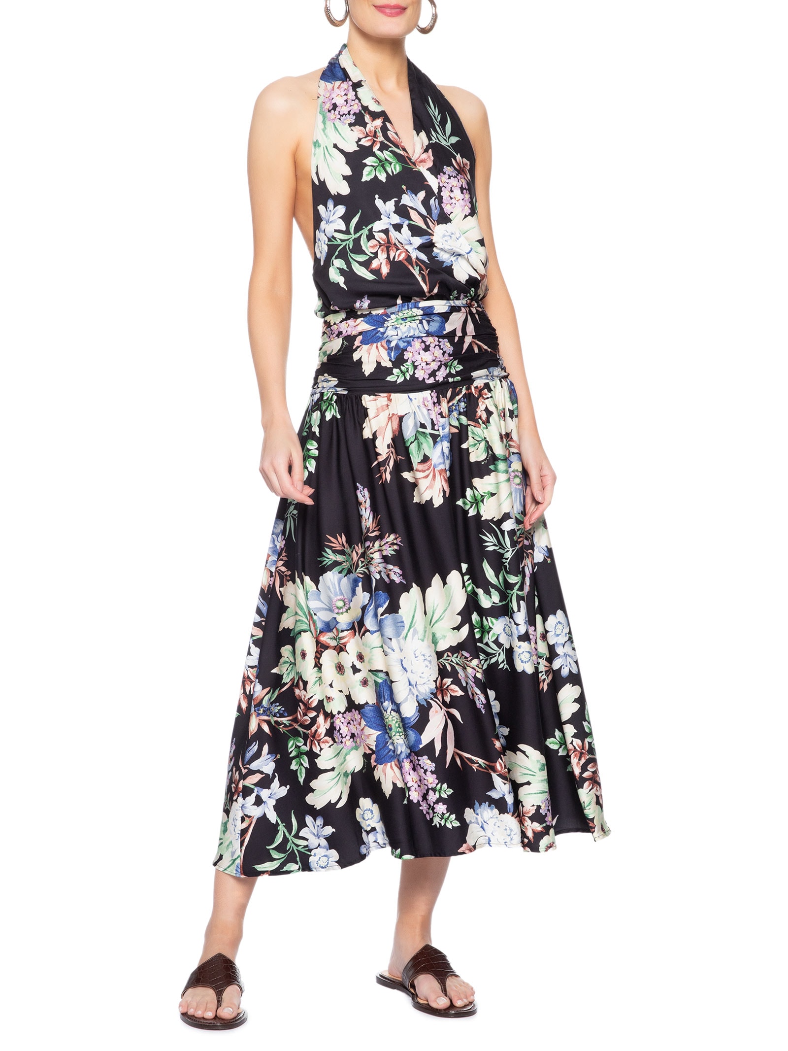 Saia Feminina Floral Leni Preto Farm