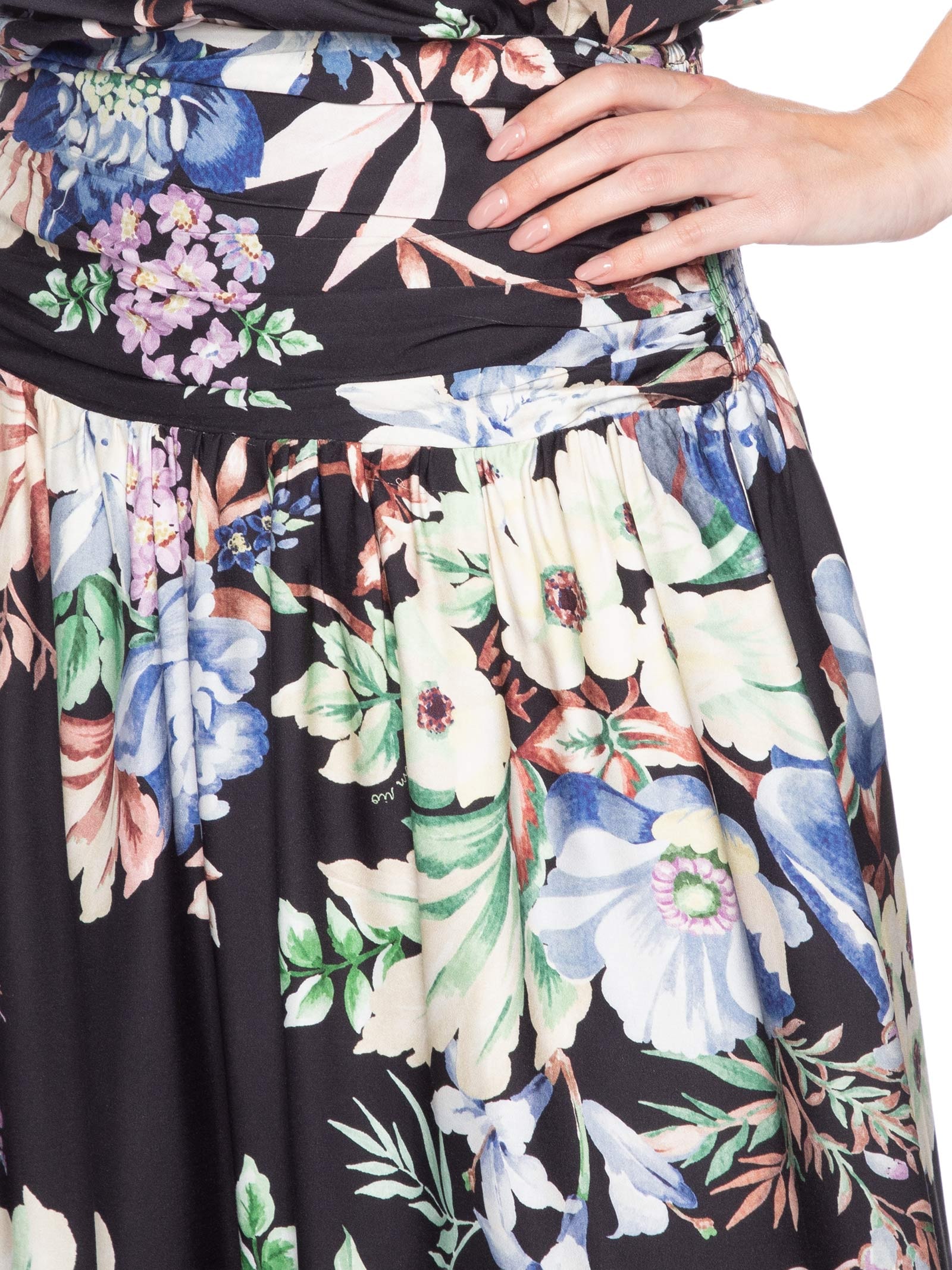Saia Feminina Floral Leni Preto Farm