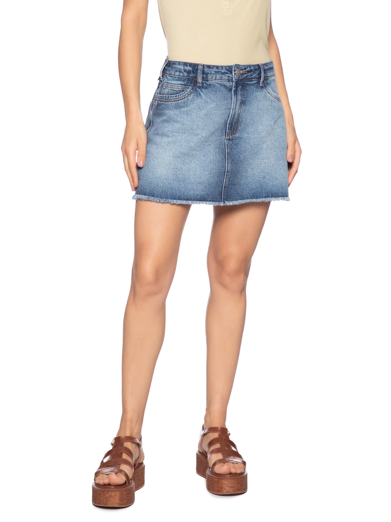 Saia Feminina Jeans Azul Colcci