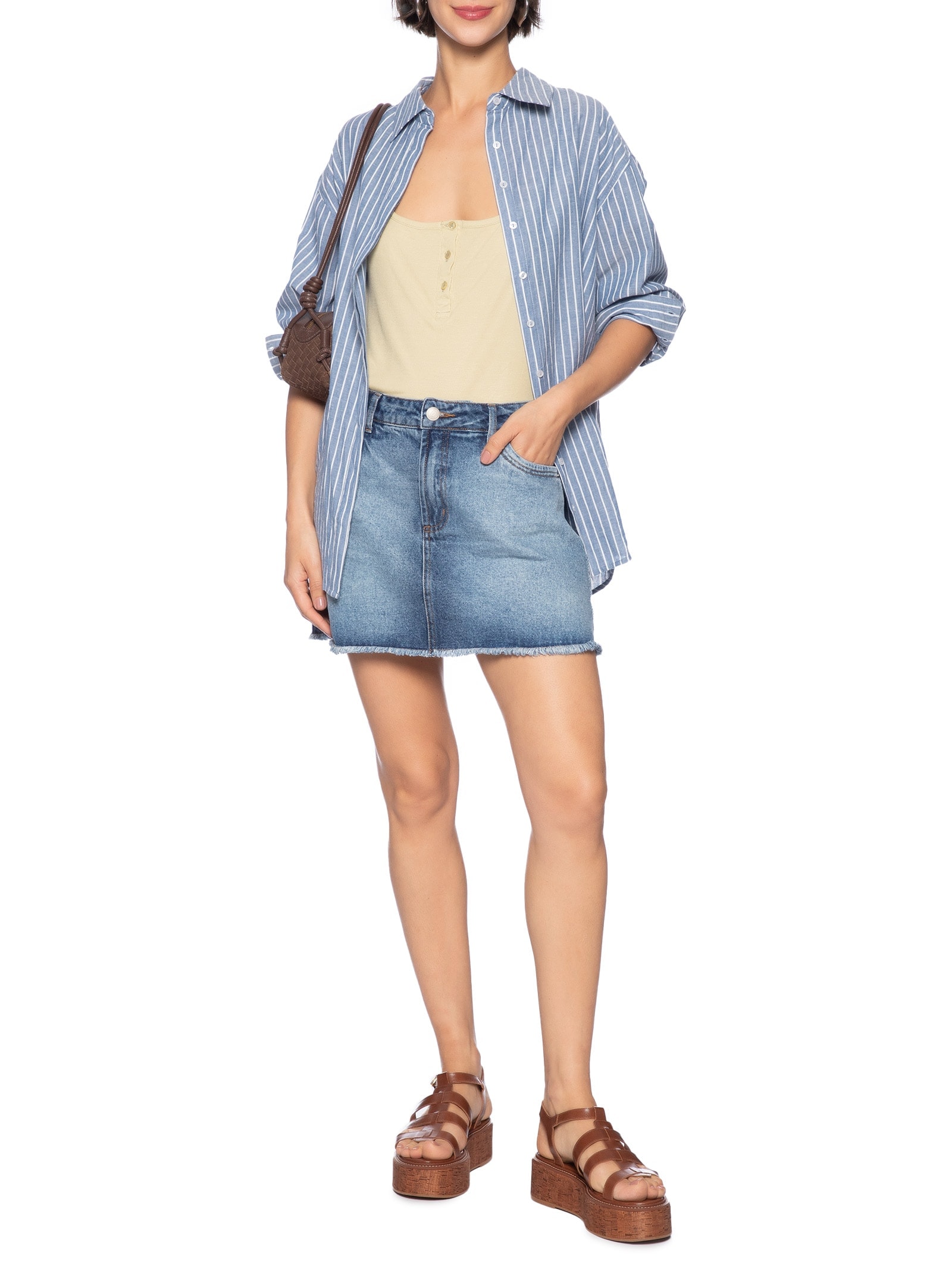 Saia Feminina Jeans Azul Colcci