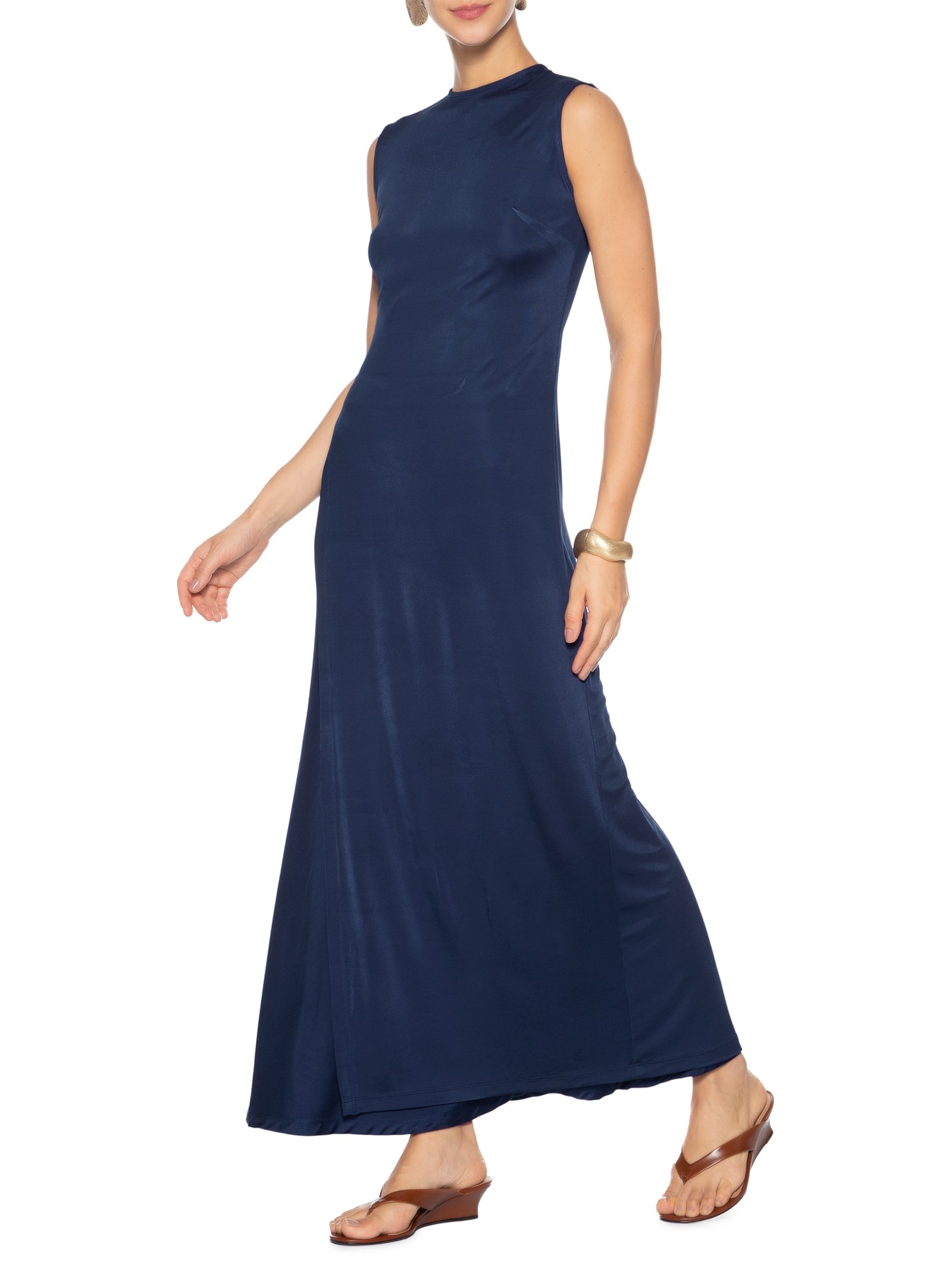 Saia Feminina Longa Evasê Azul '2Essential