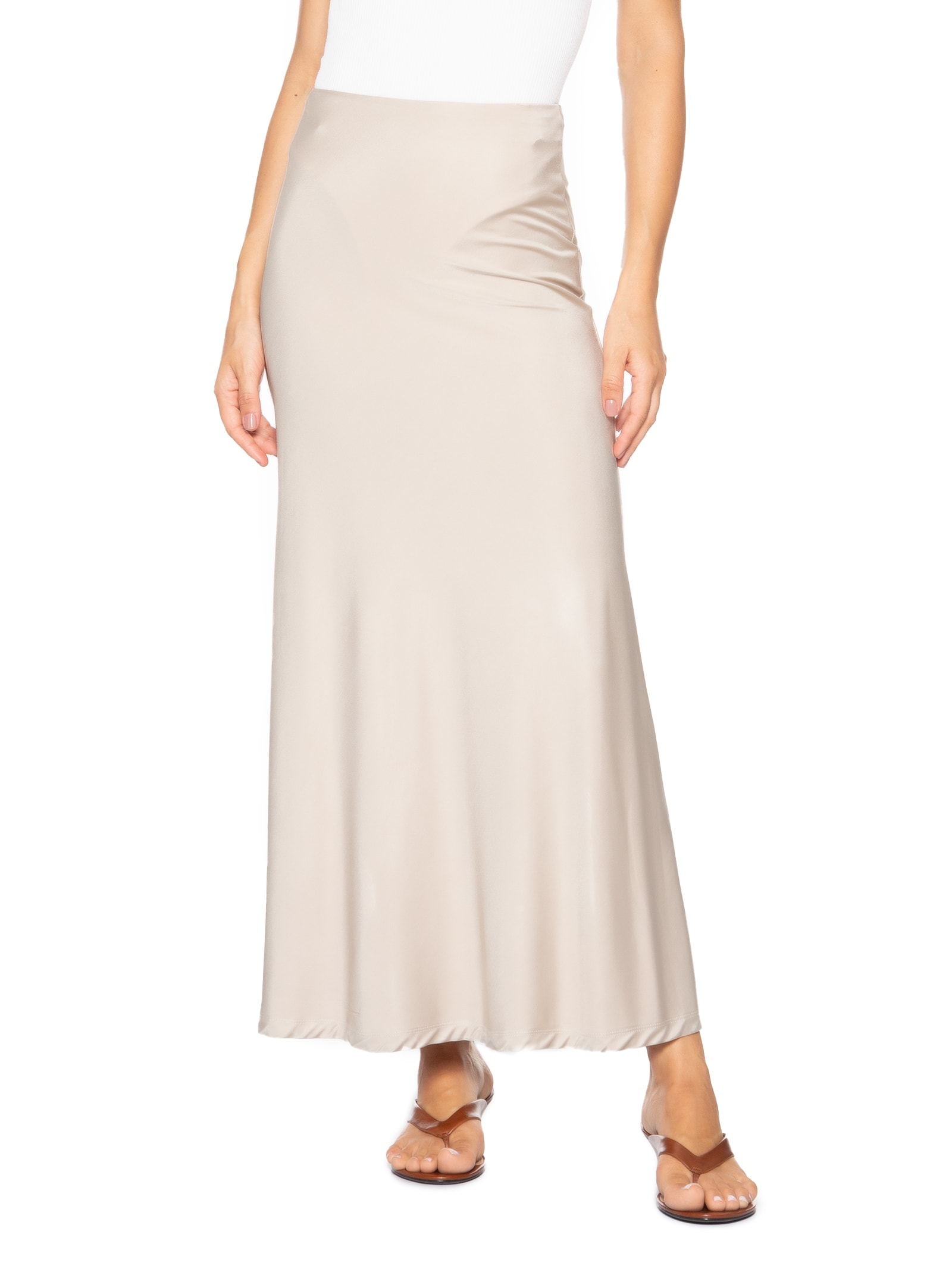 Saia Feminina Longa Evasê Bege '2Essential