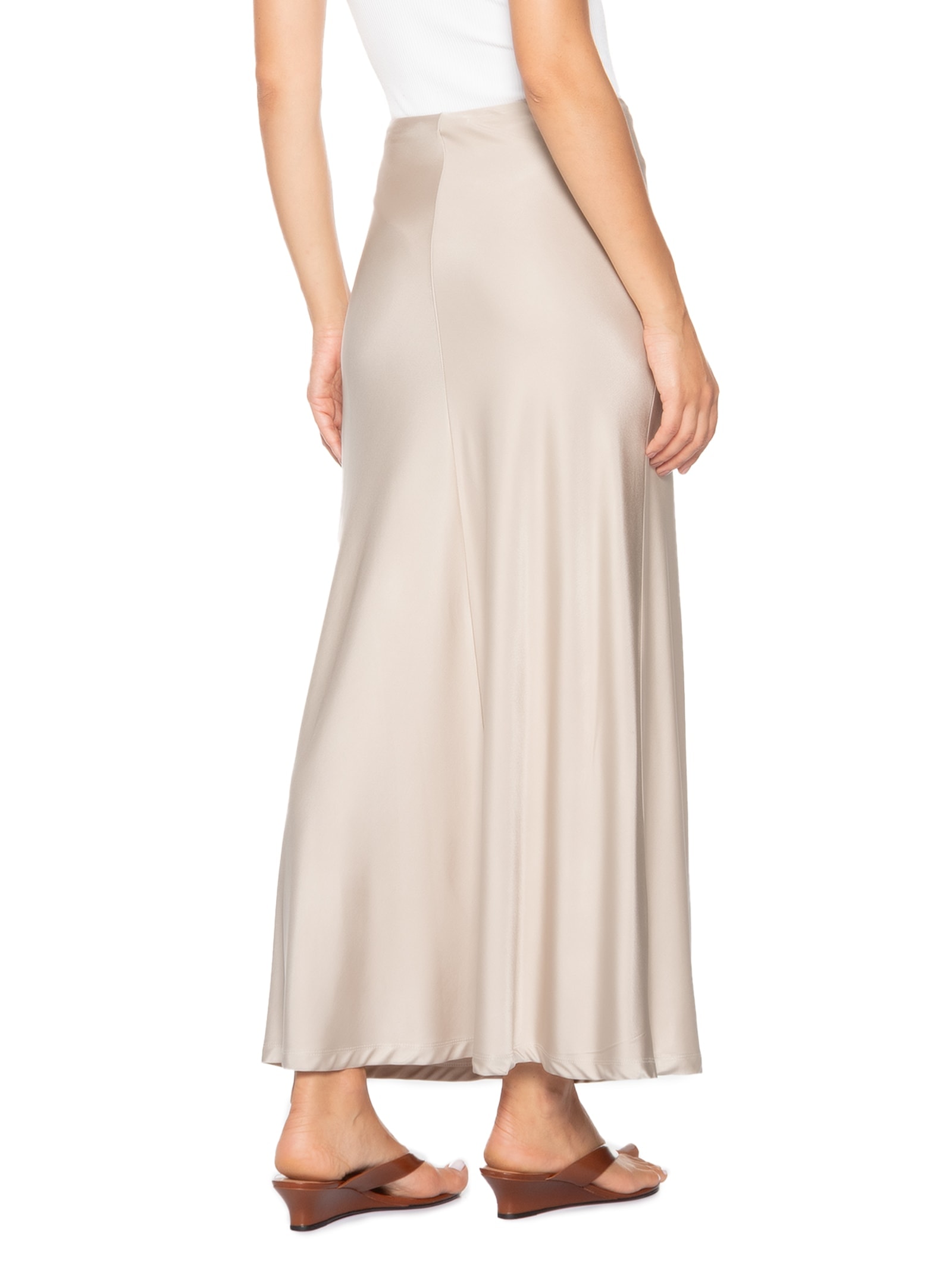 Saia Feminina Longa Evasê Bege '2Essential