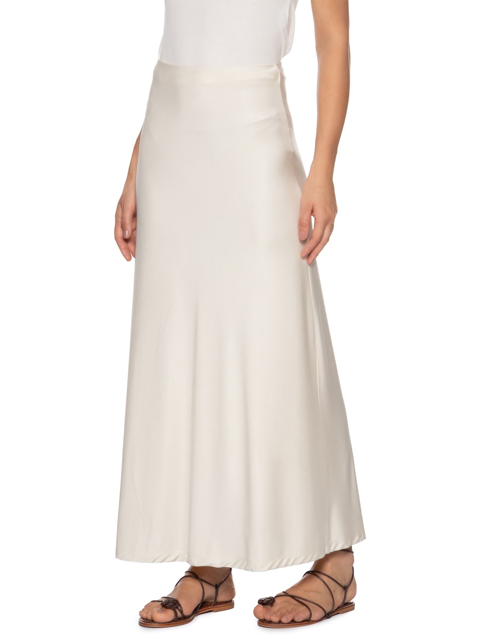 Saia Feminina Longa Evasê Off White '2Essential