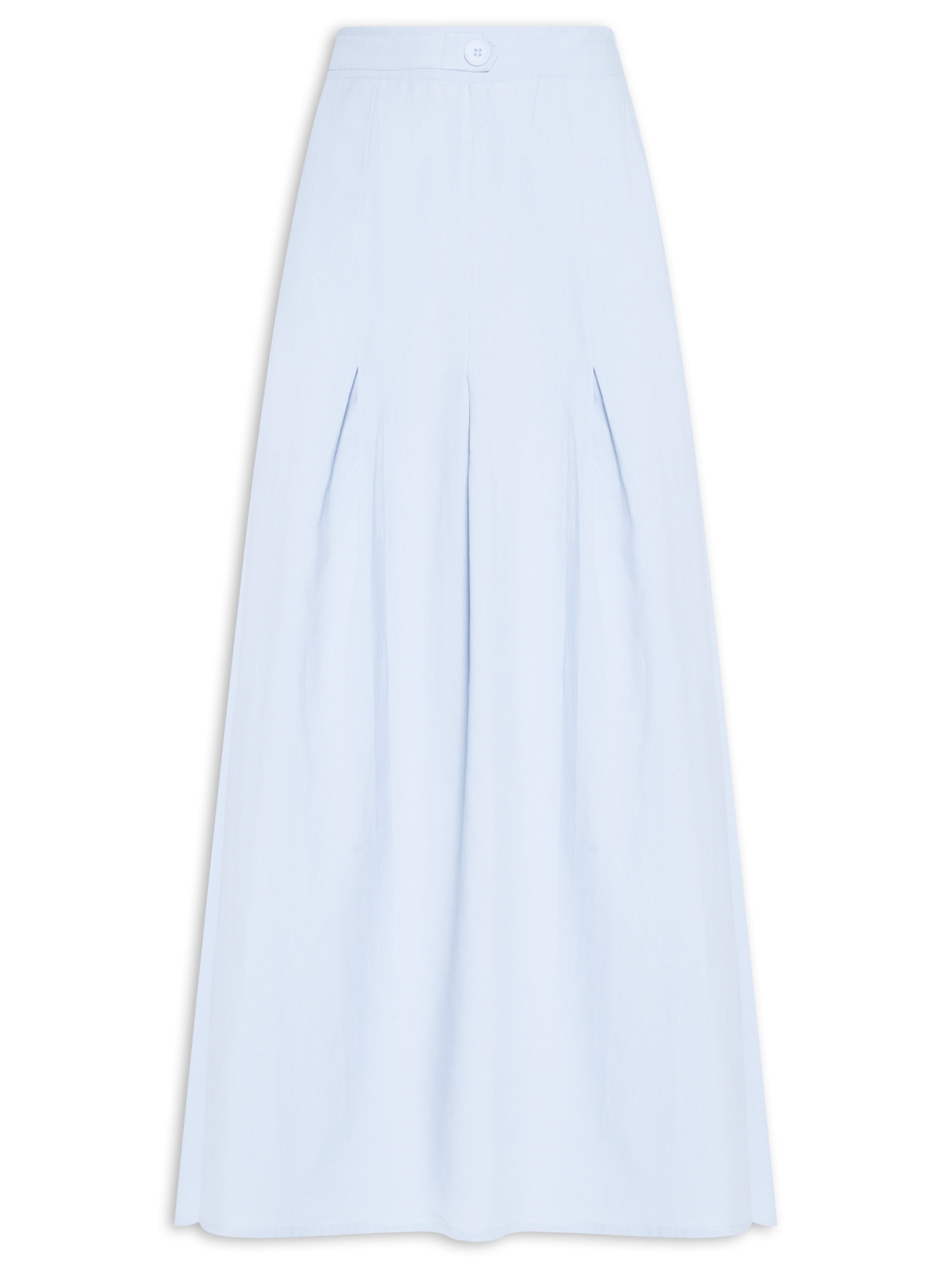 Saia Feminina Midi Com Pregas Azul  Basiq