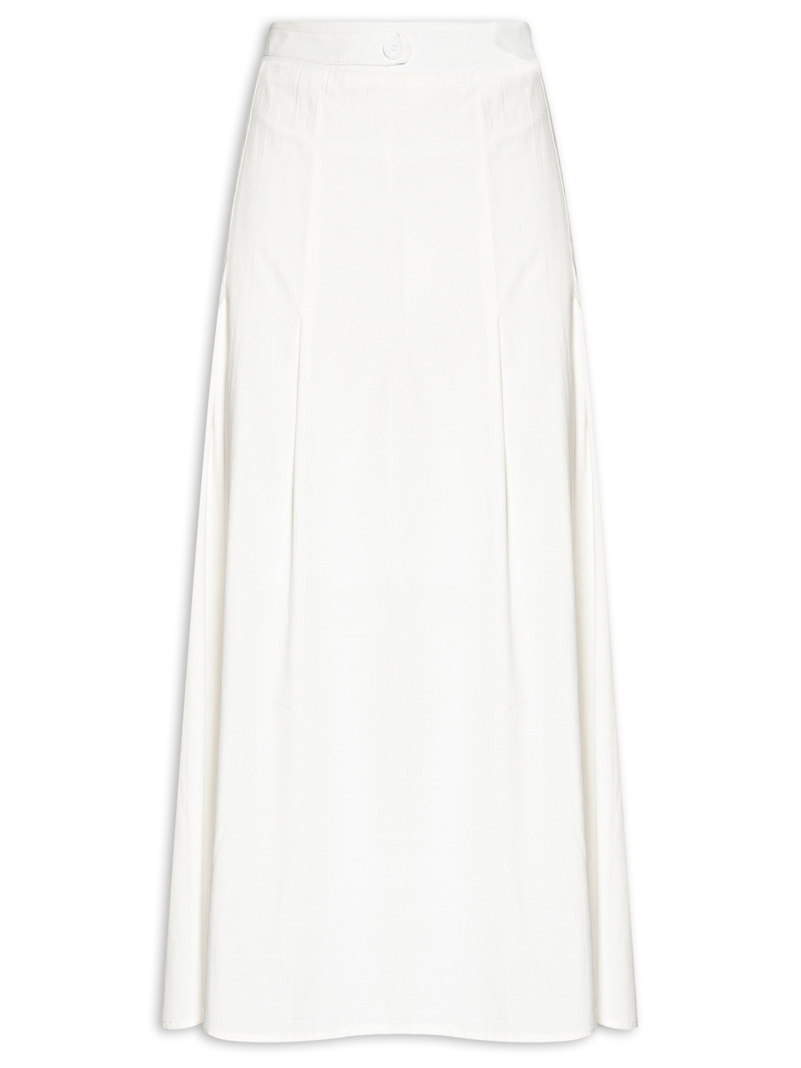 Saia Feminina Midi Com Pregas Off White Basiq