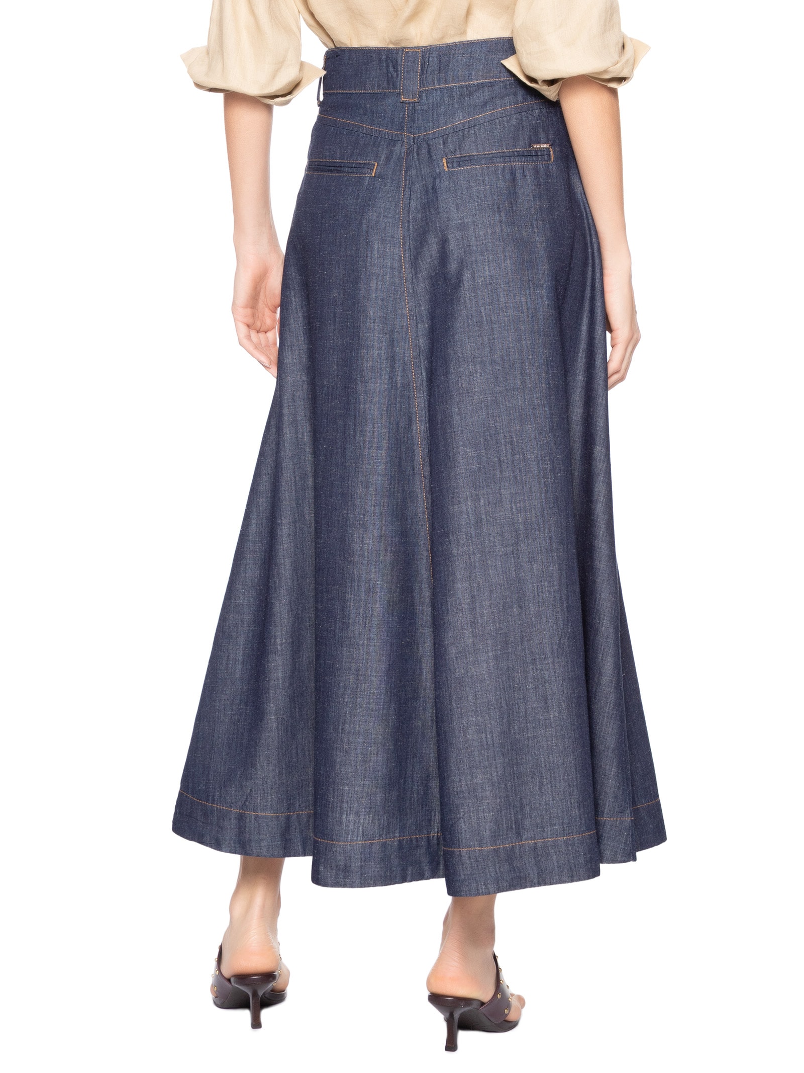 Saia Feminina Midi Fany Azul Le Lis