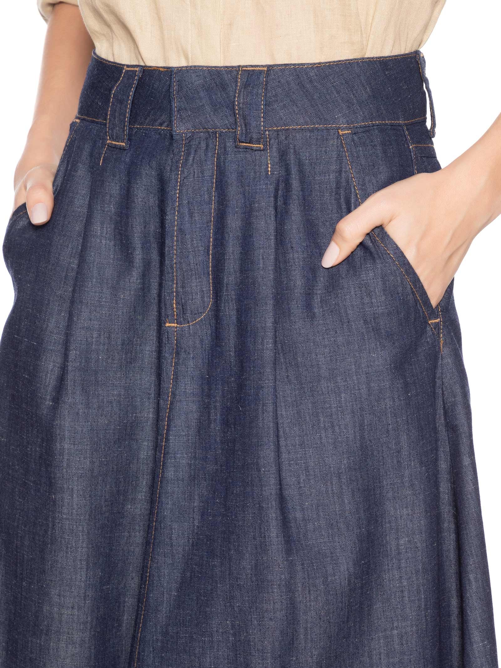 Saia Feminina Midi Fany Azul Le Lis