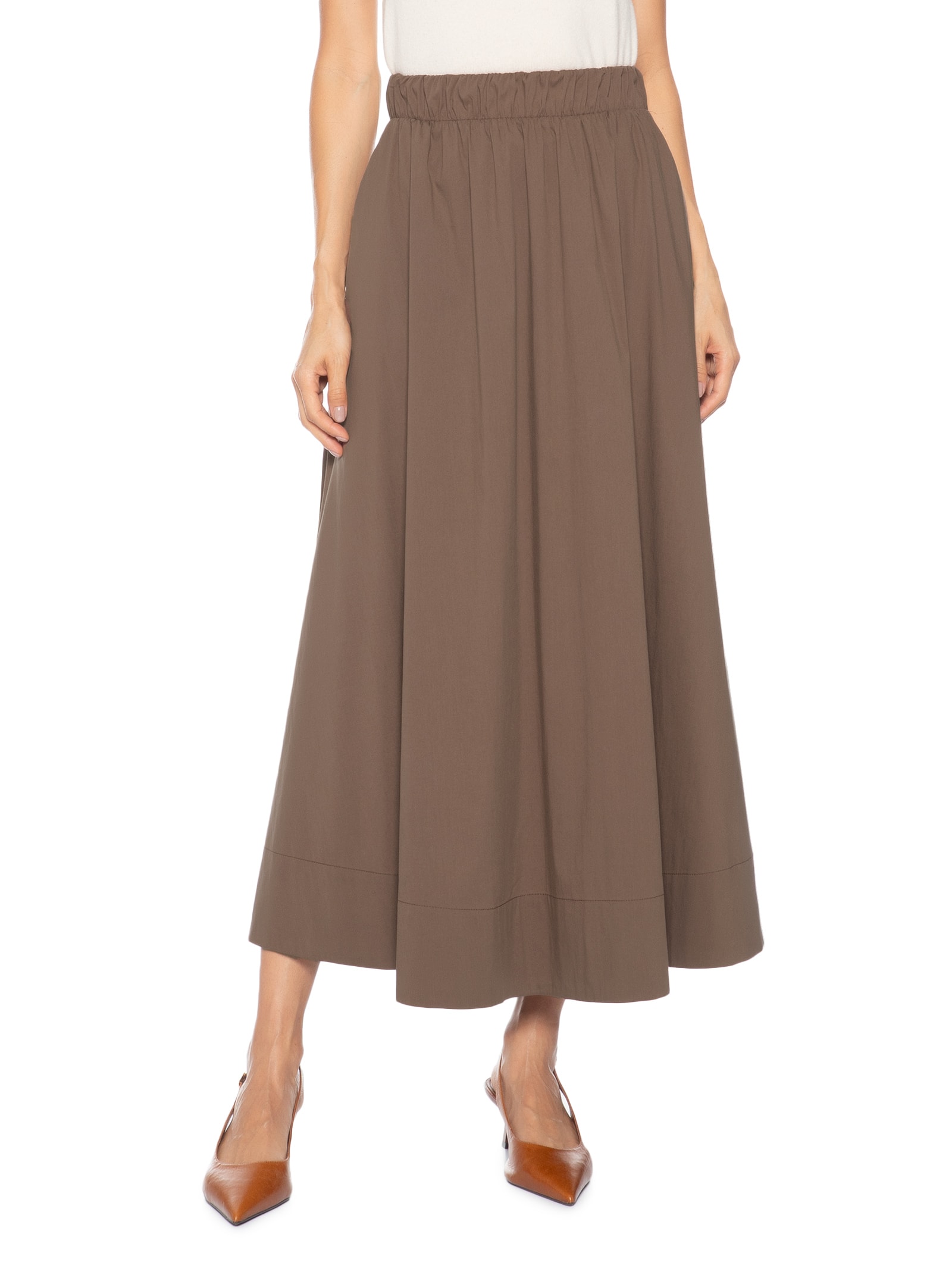 Saia Feminina Midi Marrom '2Essential