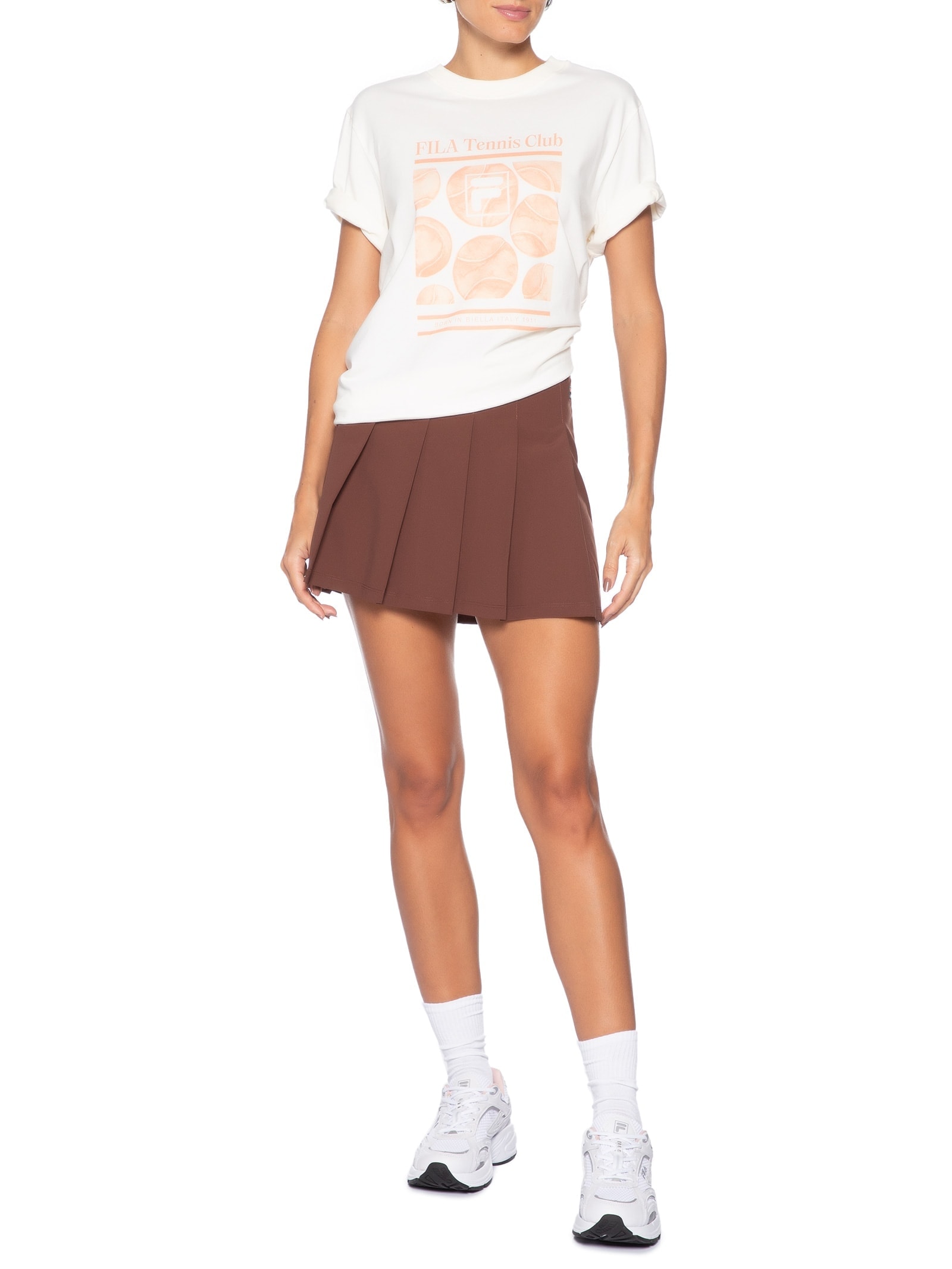 Saia Feminina Pleated Ag Marrom Fila