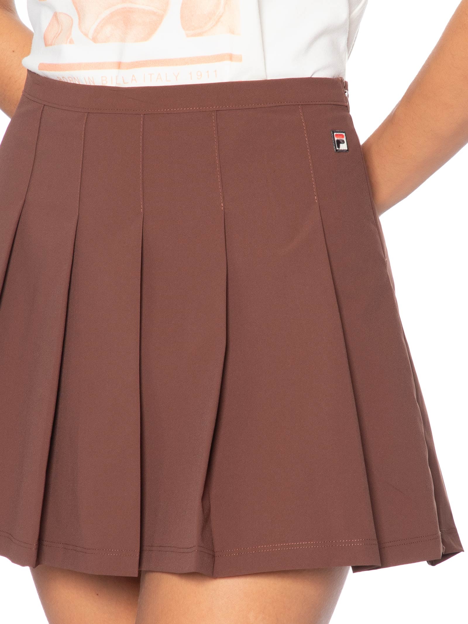 Saia Feminina Pleated Ag Marrom Fila