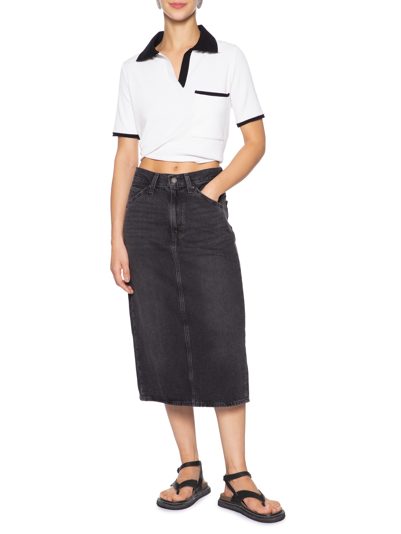 Saia Hr Back Slit Skirt Preto Levi's