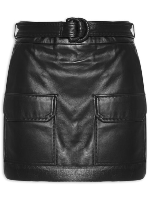 Saia Jamily Couro – Preto