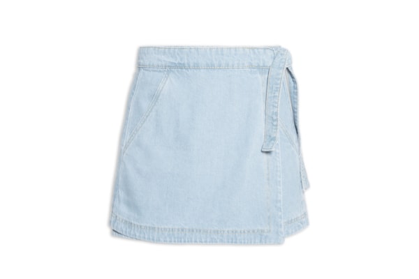 Saia Jeans Baby Blue Amarração - Azul