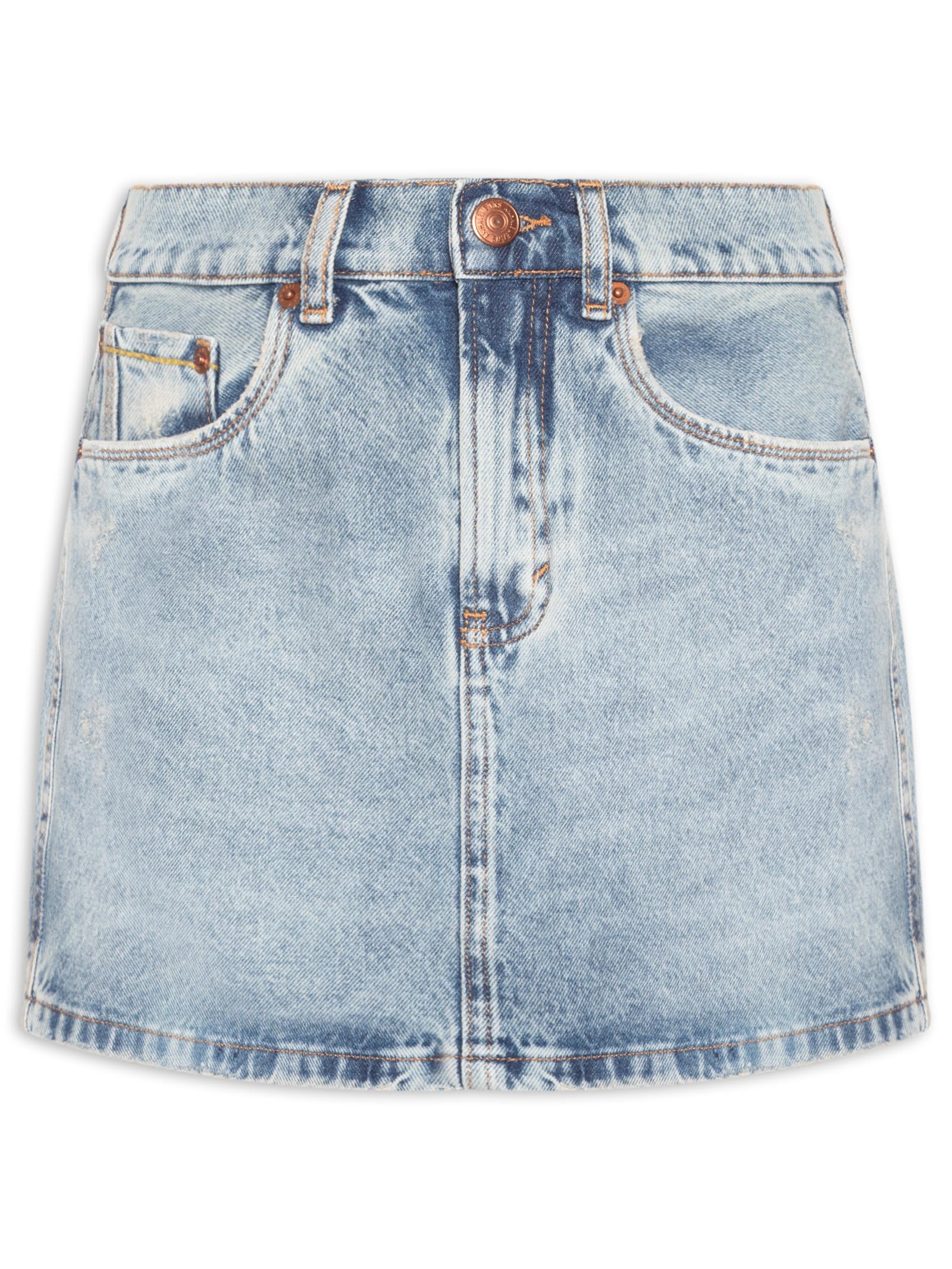 Saia Jeans Box Puídos Azul Animale Jeans