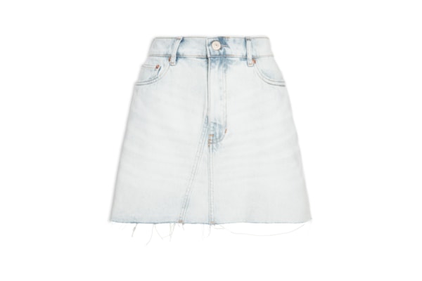  Saia Jeans Box Recorte Frontal - Azul