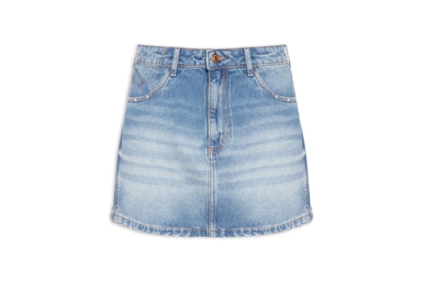Saia Jeans Cintura Média - Azul