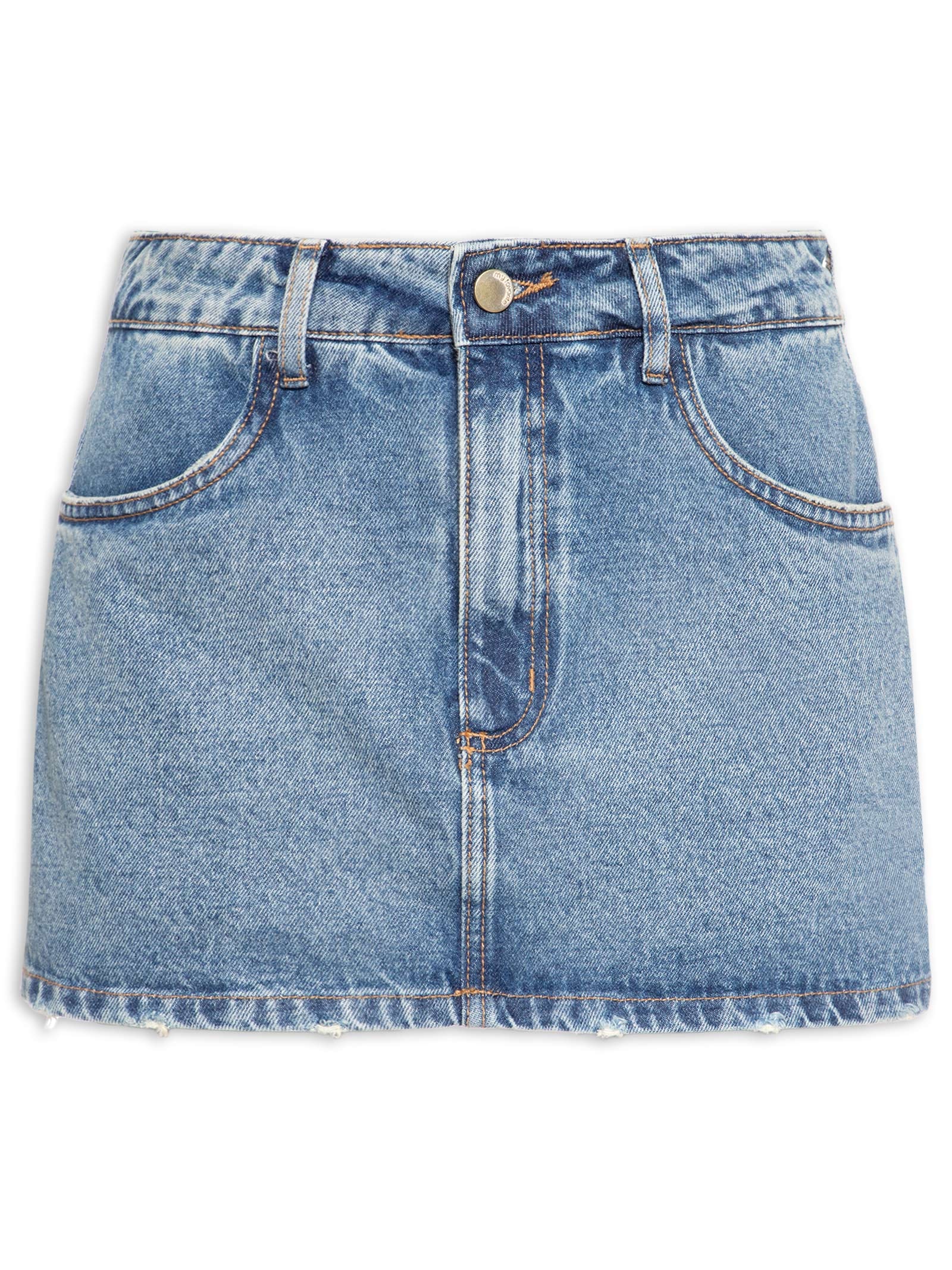 Saia Jeans Cintura Média Com Short – Azul My Favorite