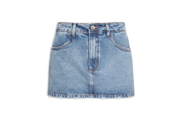 Saia Jeans Cintura Média Com Short – Azul