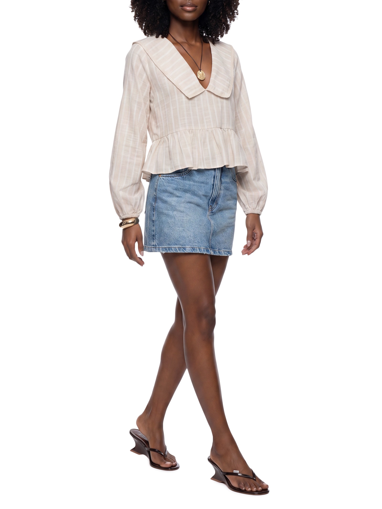 Saia Jeans Cintura Média Com Short – Azul My Favorite
