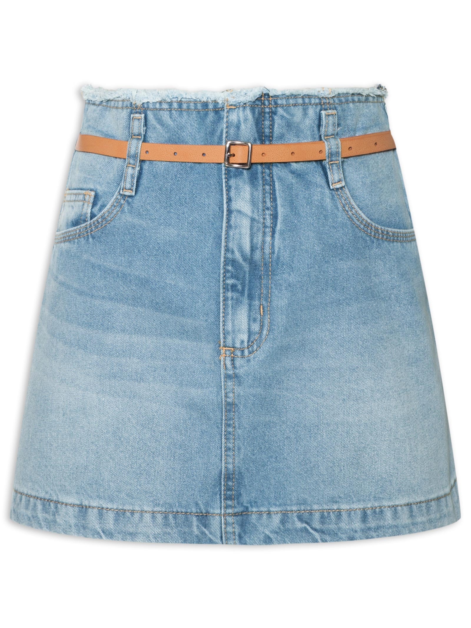 Saia Jeans com Cinto Azul Colcci