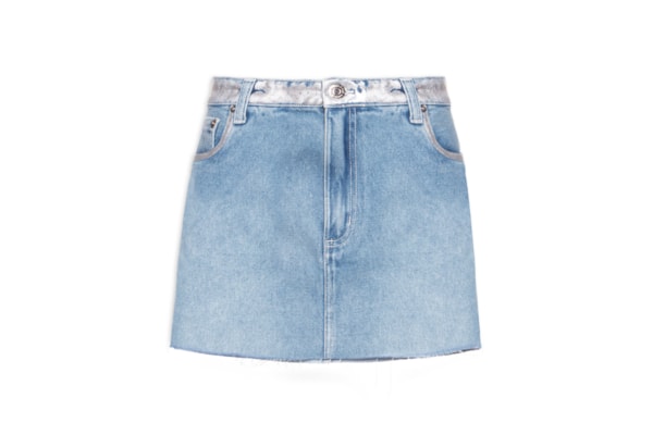 Saia Jeans Curta Basic Com Foil - Azul