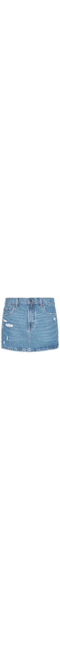 Saia Jeans Curta Basic Com Puidos - Azul