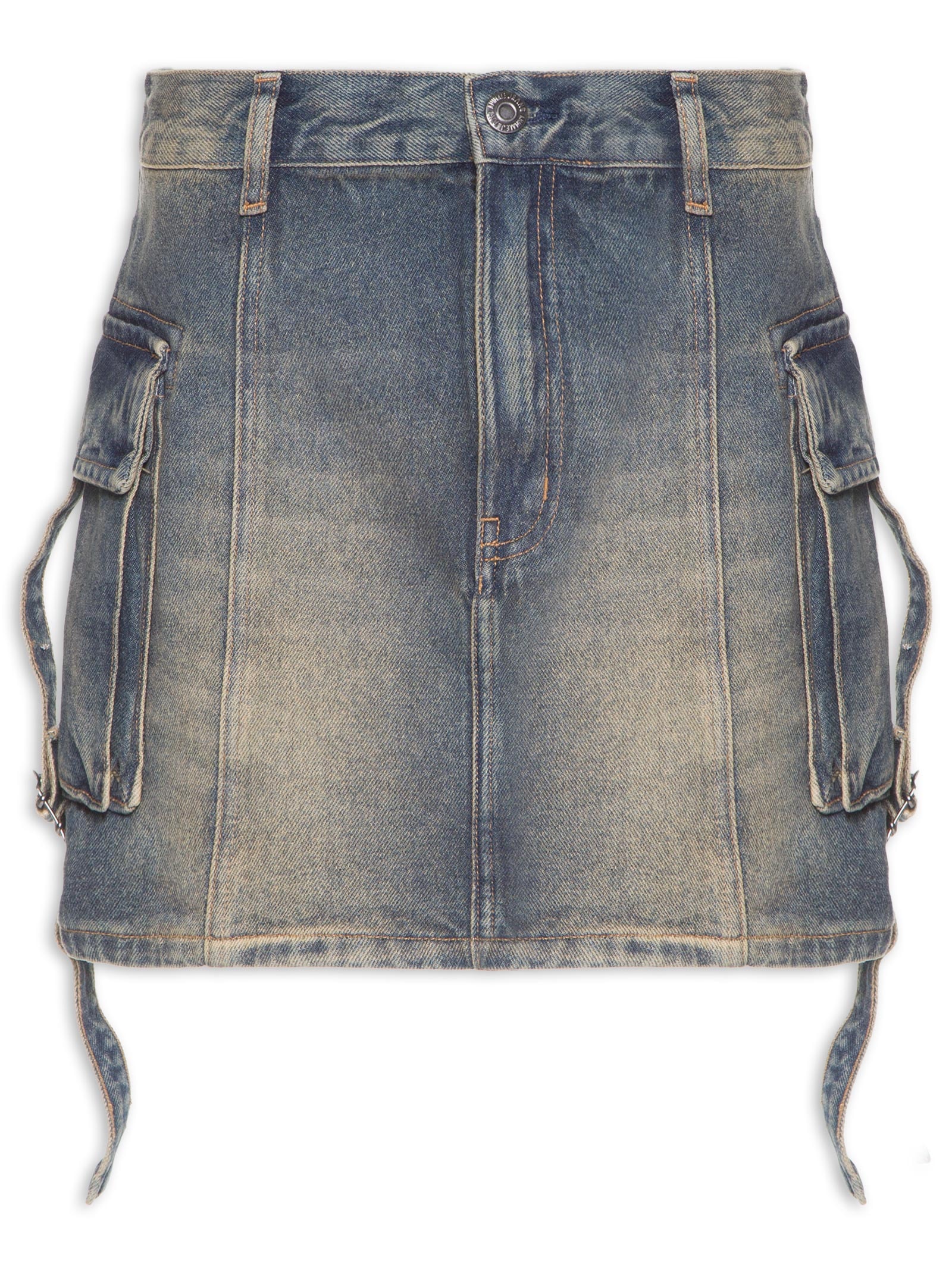 Saia Jeans Curta Com Bolso Cargo Azul Animale Jeans