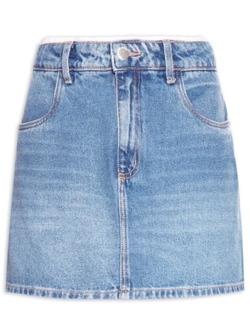 Saia Jeans Curta High - Azul