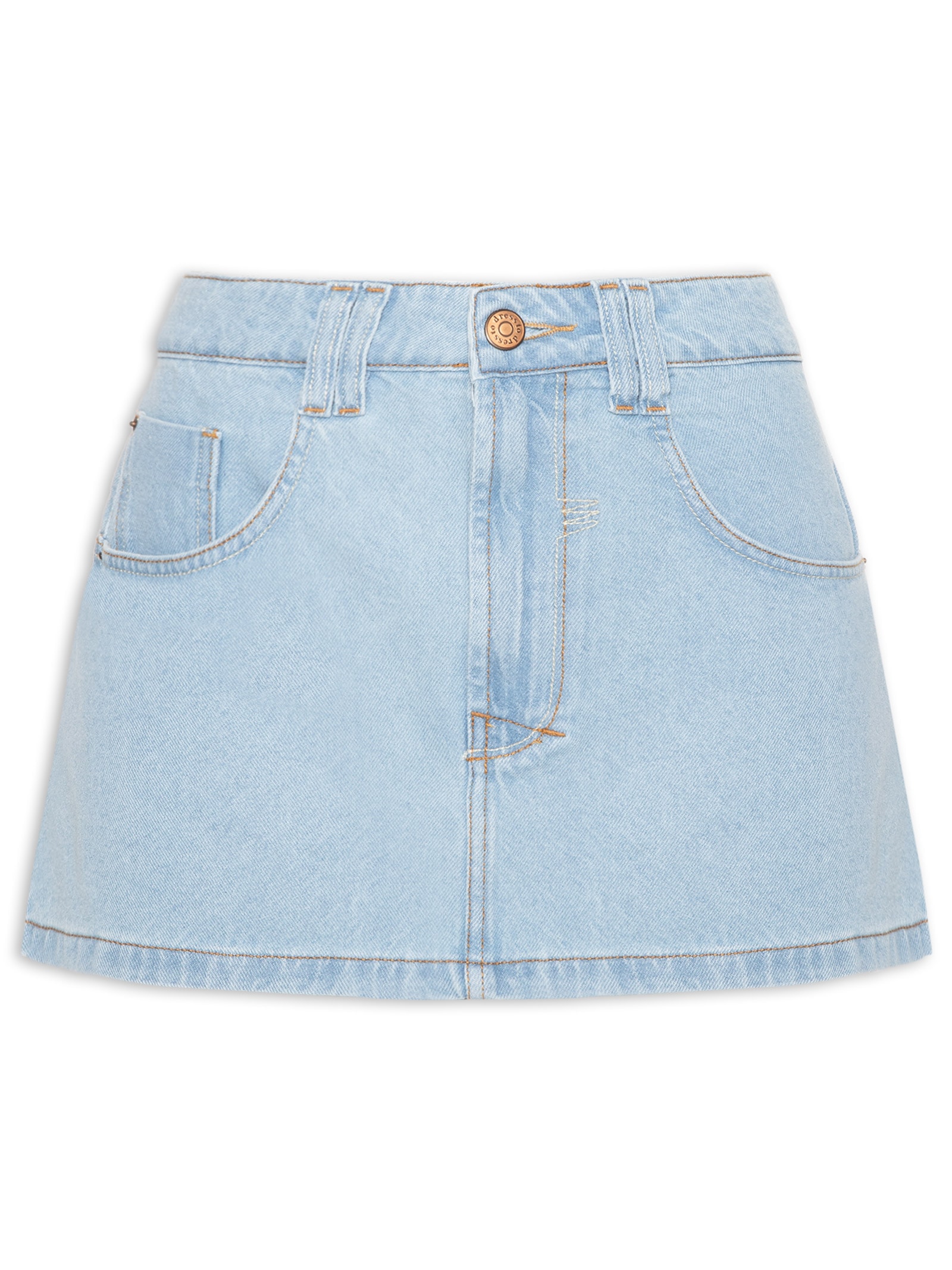 Saia Jeans Detalhe Zig Zag Azul Dress To