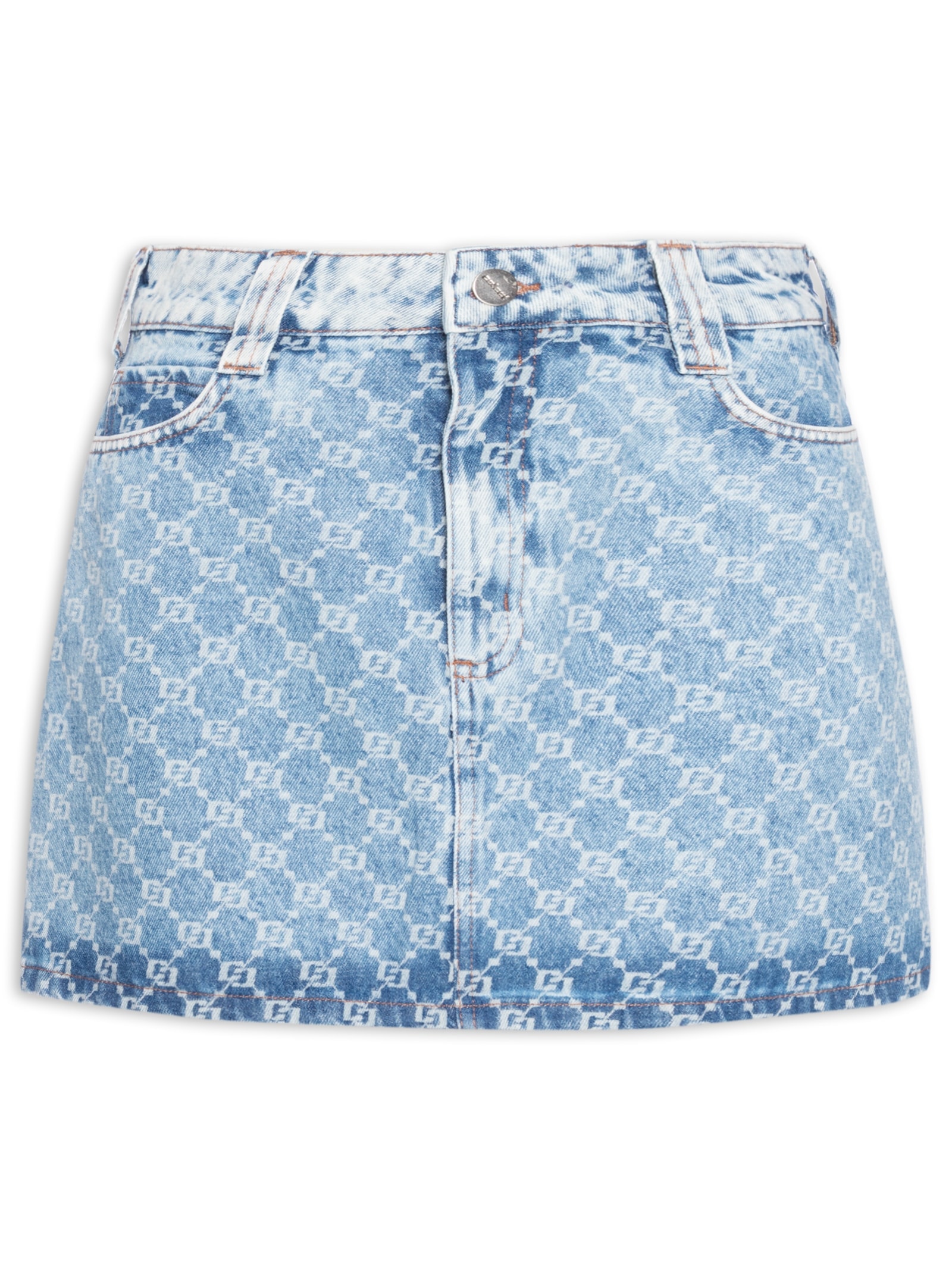 Saia Jeans Estampada Azul Colcci