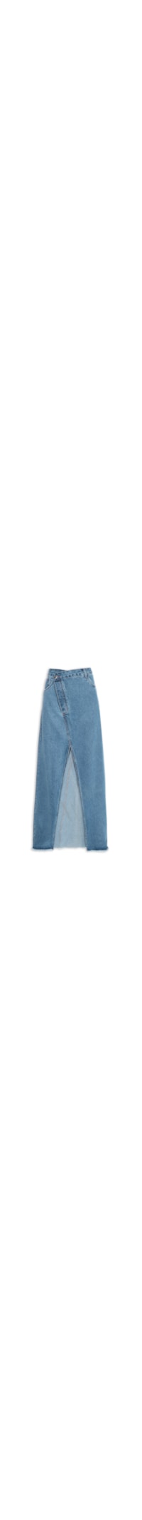 Saia Jeans Longa Lavagem Destroyed - Azul