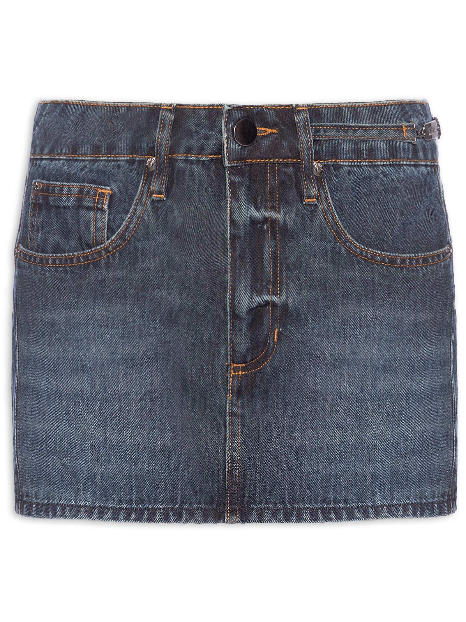 Saia Jeans Metal Lateral Azul Animale