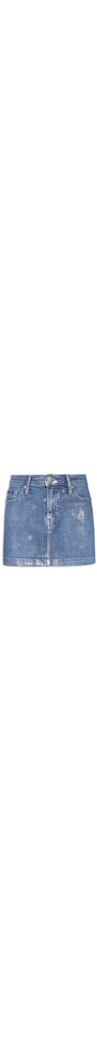 Saia Jeans Micro Mini Foil Prata - Azul