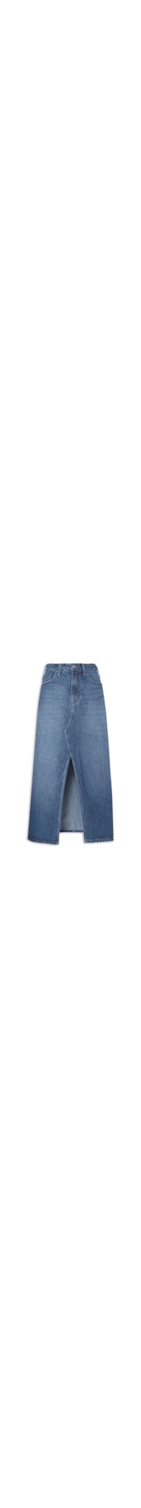 Saia Jeans Midi Bordado - Azul