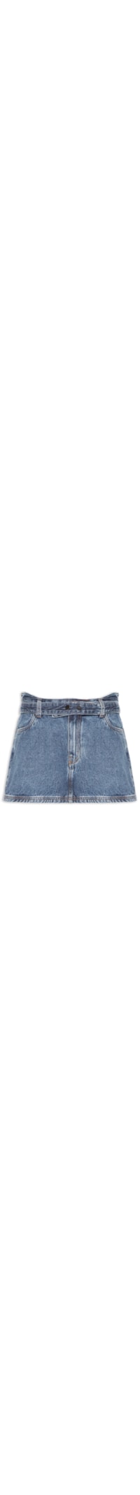 Saia Jeans Mini Com Cinto - Azul