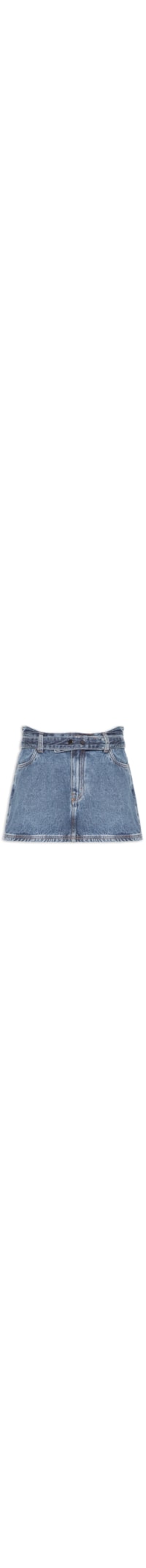 Saia Jeans Mini Com Cinto - Azul