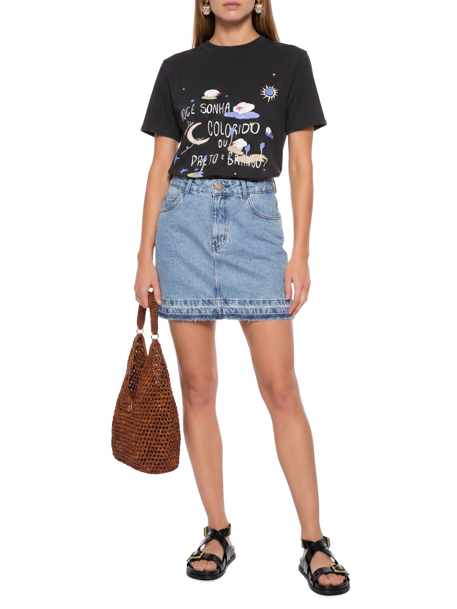 Saia Jeans Mini Frenesi Azul Cantão