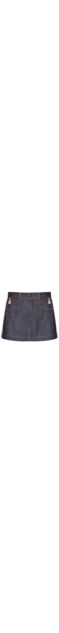 Saia Jeans Raw Bolso Zíper – Azul