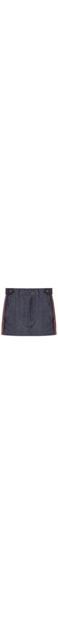 Saia Jeans Raw Mix Couro - Azul