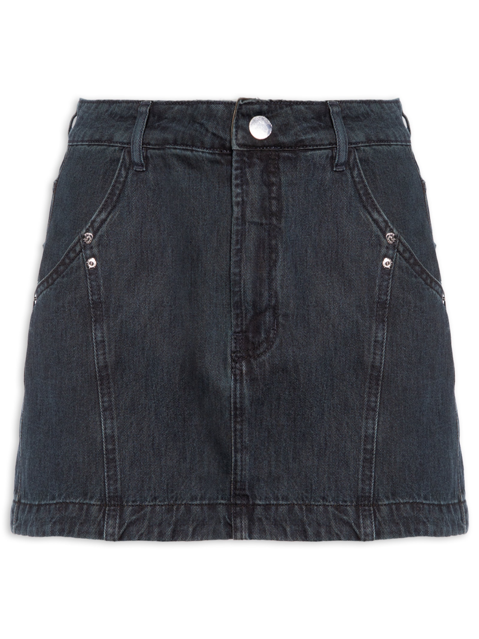 Saia Jeans Recorte Arredondado Frente Azul Animale Jeans