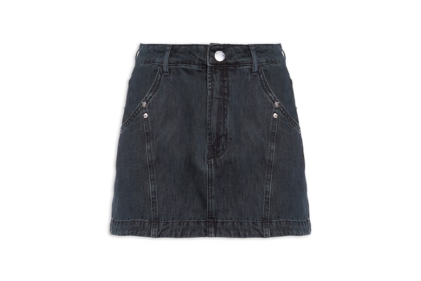 Saia Jeans Recorte Arredondado Frente - Azul