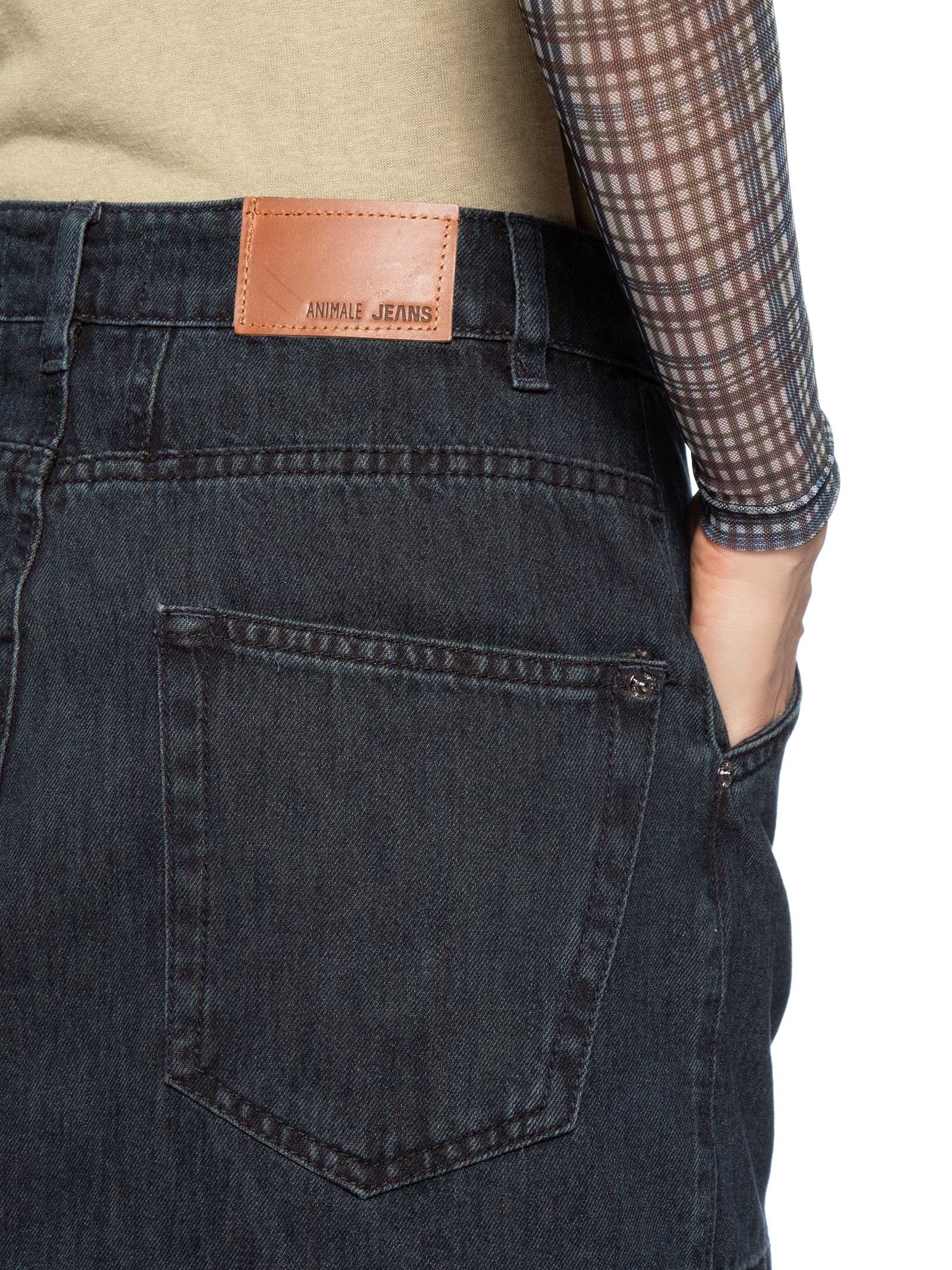 Saia Jeans Recorte Arredondado Frente Azul Animale Jeans