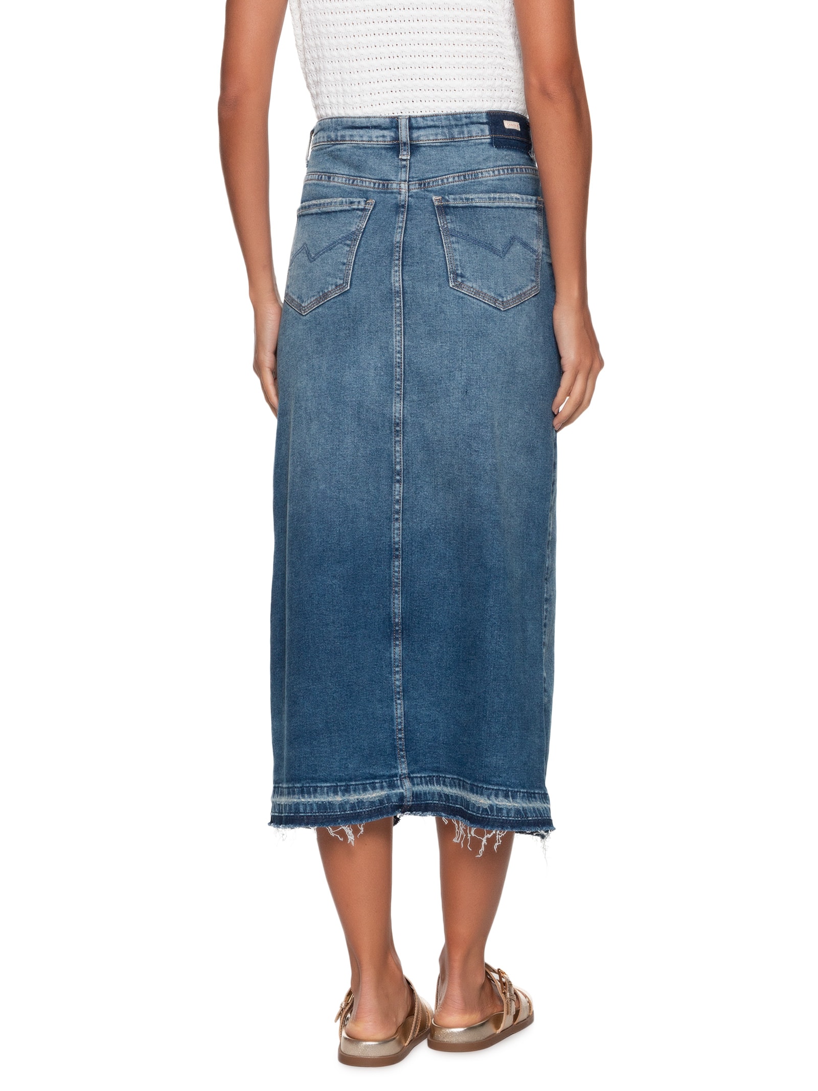 Cantão Saia Jeans Reta Azul - Main Image