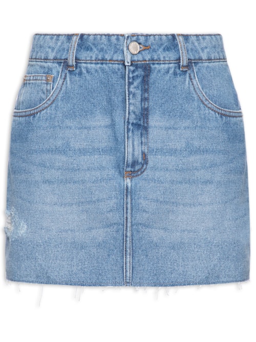 Saia Jeans Used Destroyed – Azul