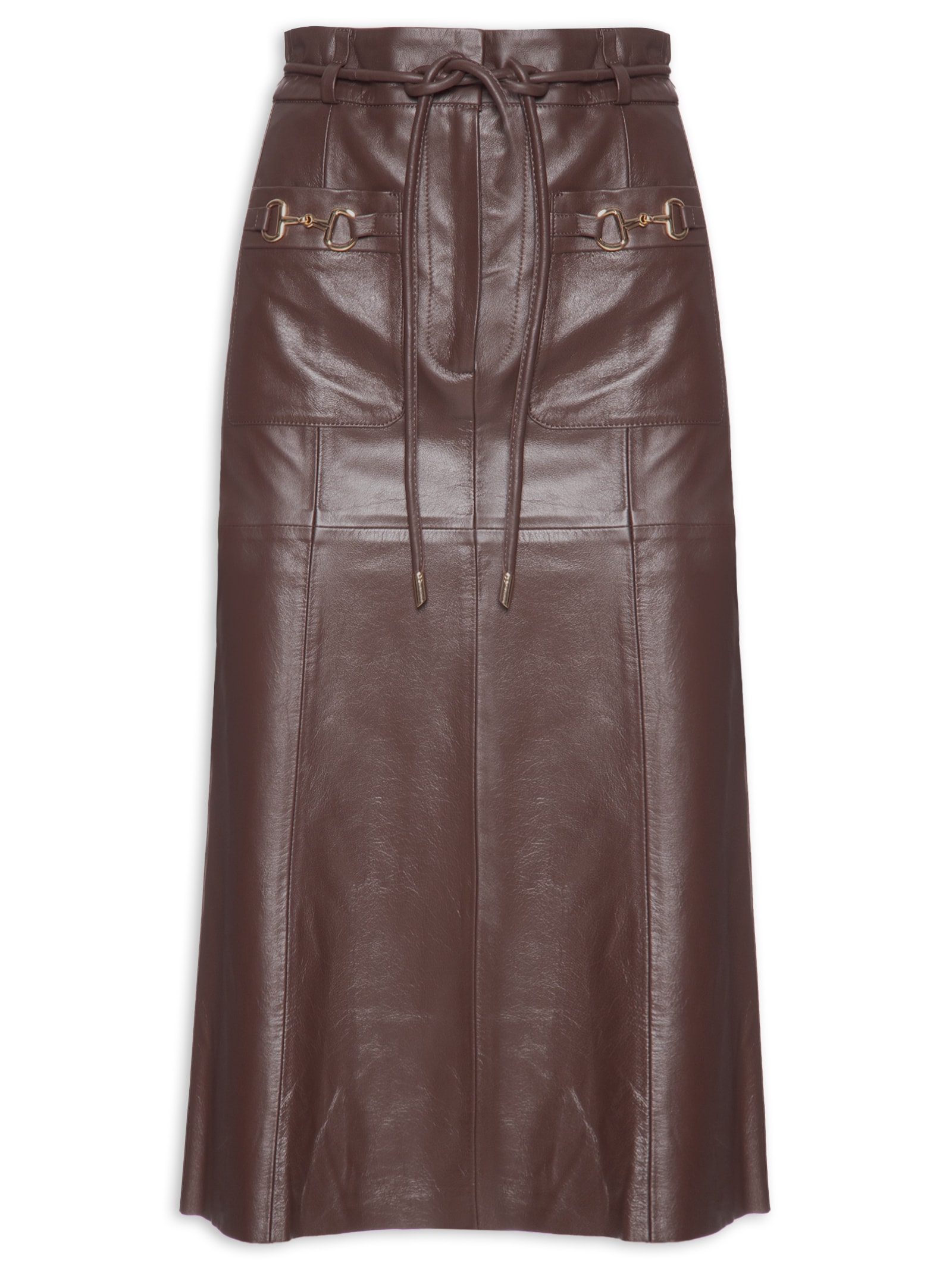 Saia Jessica Couro Marrom Le Lis