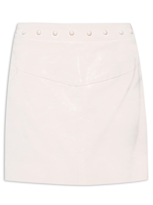 Saia Like Leather Curta Aplicação Cós – Bege