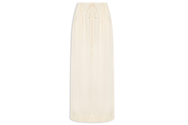 Saia Linho Cropped Amarração Cintura - Amarelo 