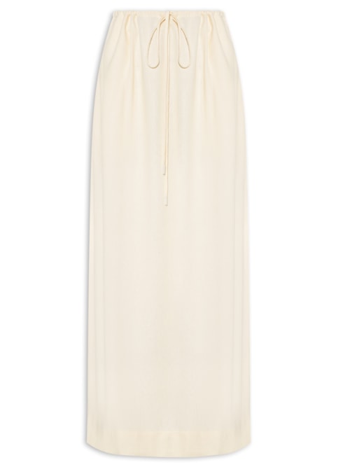 Saia Linho Cropped Amarração Cintura - Amarelo