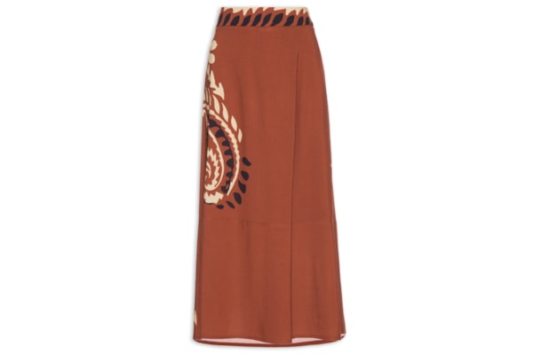 Saia Linho Estampa Almeria - Vermelho